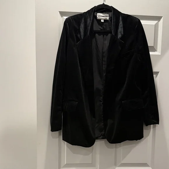 Steve Madden Black Velvet Blazer - Picture 1 of 5